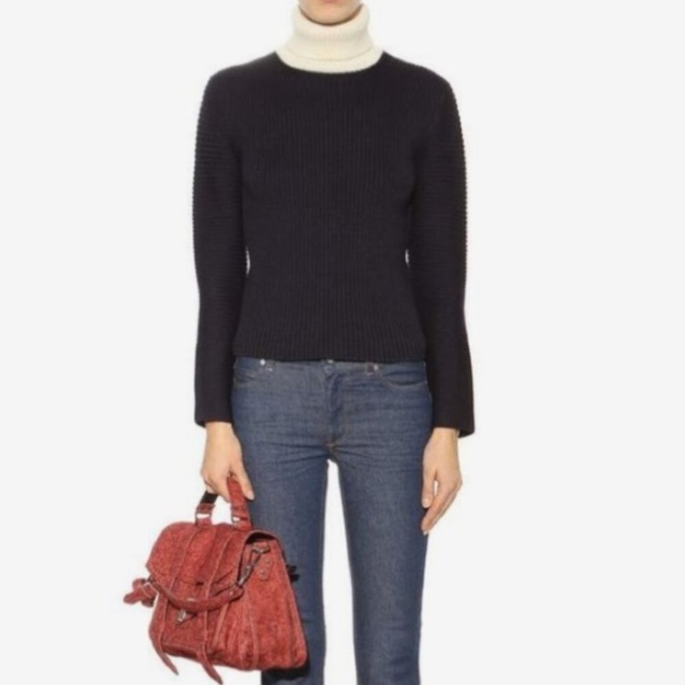 Acne Studios Bryn Clean Ribbed Wool Colorblock Turtleneck Sweater Women's M